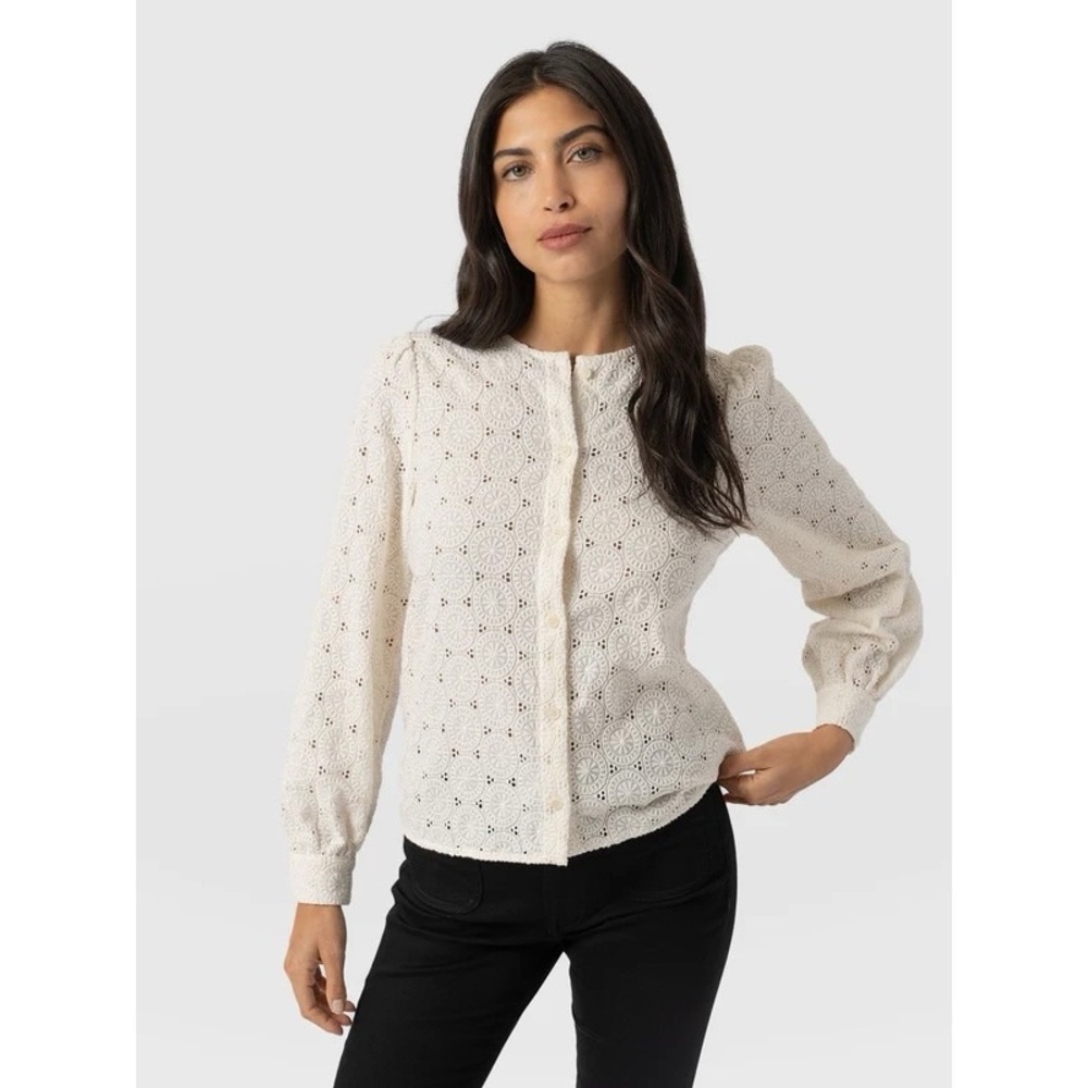 Saint + Sofia Tabitha Blouse in Cream Broderie Size 2